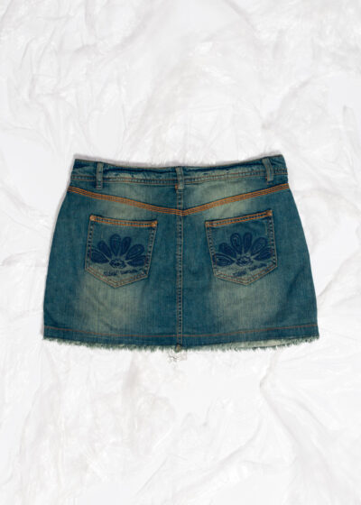 Reworked Vintage Y2K Denim Micro Skirt in Mud Wash Green