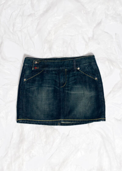 Vintage Denim Skirt Y2K Low Rise Mini in Blue
