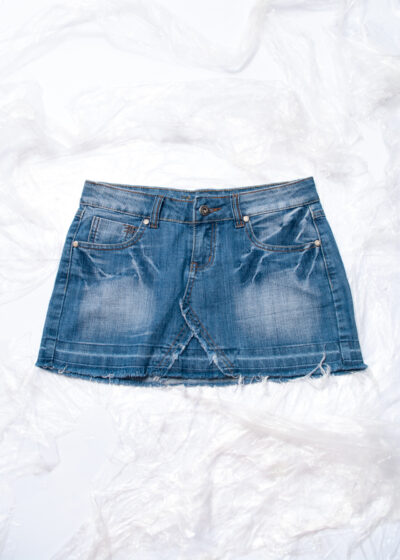 Vintage Denim Skirt Y2K Low Rise Mini in Stonewashed Blue