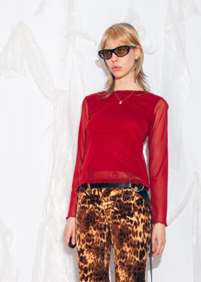 Vintage Y2K Mesh Top in Red