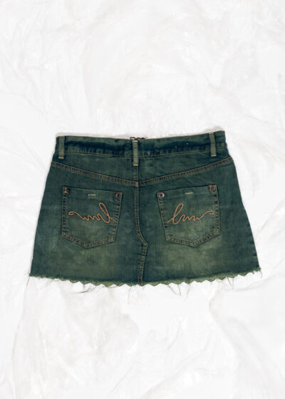 Reworked Y2K Denim Micro Skirt in Overdyed Green