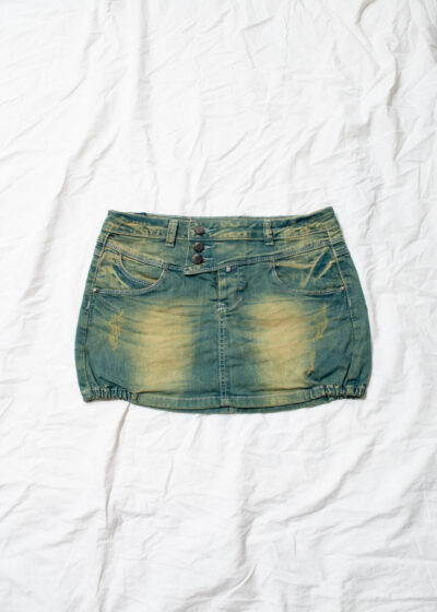 Reworked Y2K Micro Skirt in Mud Wash Green