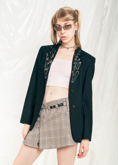 Vintage Sisley Blazer Y2K Reworked Safety Pin Jacket