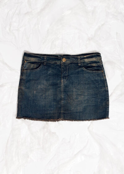 Reworked Vintage Y2K Denim Skirt in Mud Wash Blue