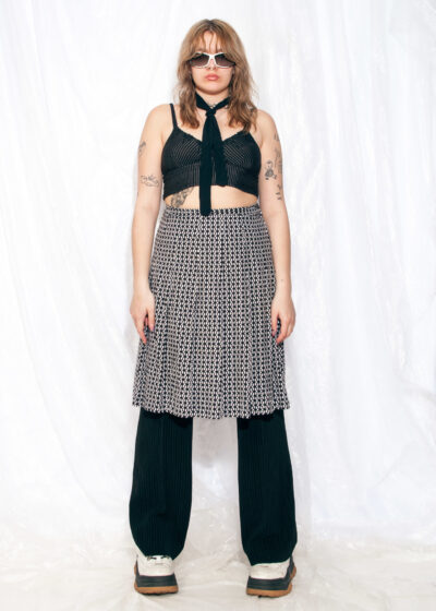 Vintage Skirt 90s Pleated High Waisted Op Art Midi