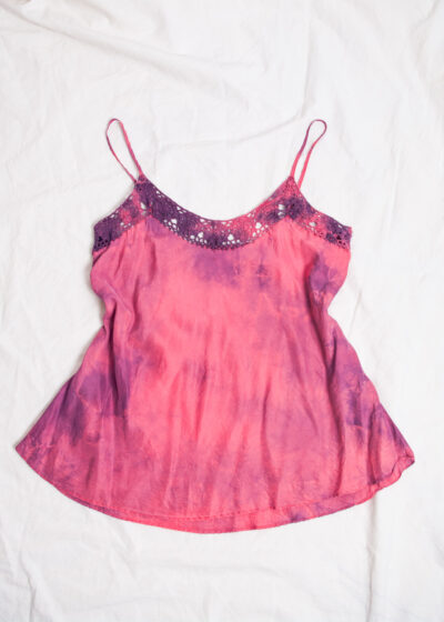 Vintage Silk Top Y2K Reworked Tie Dye Fairy Camisole in Pink
