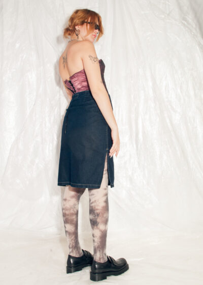 Vintage Denim Skirt Y2K Take-Two Slit Midi in Blue