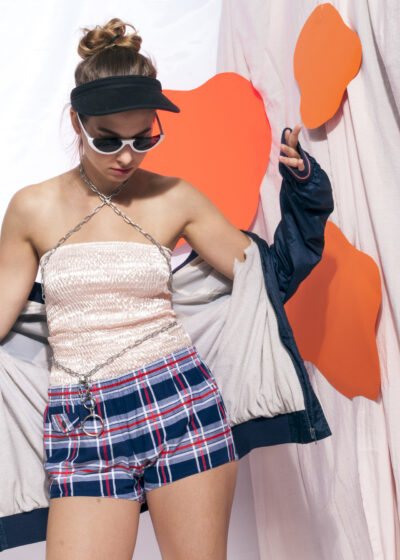 Vintage plaid shorts 80s hot pants beachwear