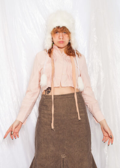 Vintage Crop Shirt 90s Reworked Top in Pastel Pink