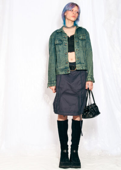 Vintage Lee Denim Jacket 80s Reworked Overdyed Coat in Green
