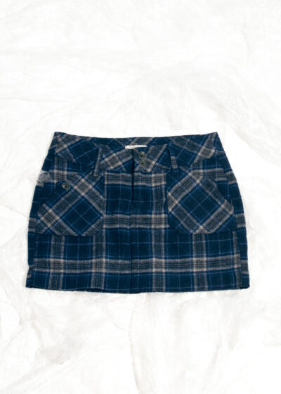 Vintage Preppy Skirt Y2K Plaid Low Rise Mini in Blue