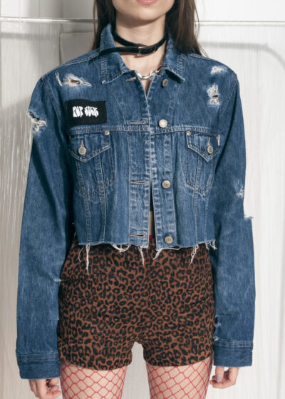 Vintage denim jacket 90s reworked cropped grunge jacket