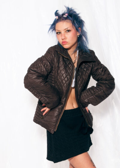 Vintage Gas Jacket Y2K Quilted Puffer Coat in Brown