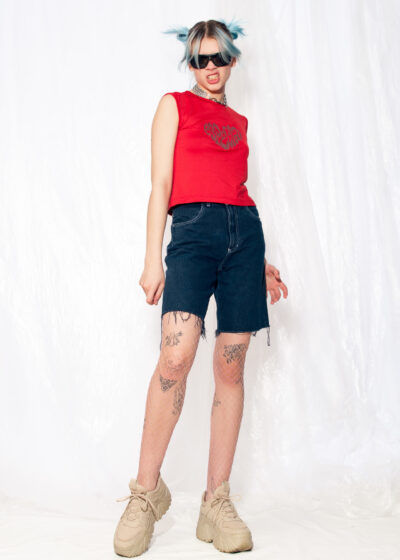 Vintage Denim Shorts 90s Cut Off Bermuda High Waisted Jeans