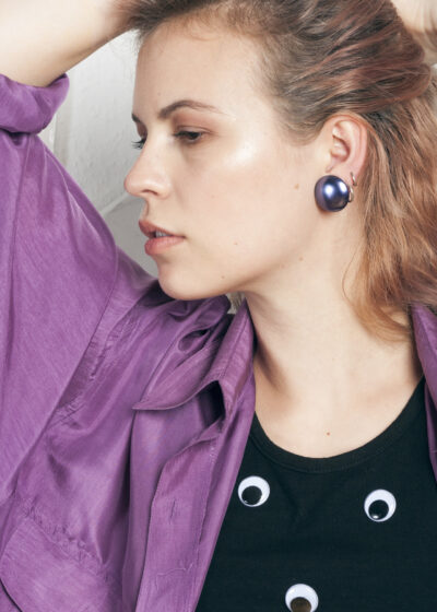 Vintage Clip-on Earrings 80s Metallic Purple Jewellery