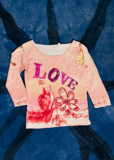 Vintage Y2K Glitter Love Top in Pink