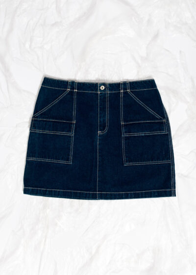 Vintage Y2K Cargo Denim Skirt in Blue