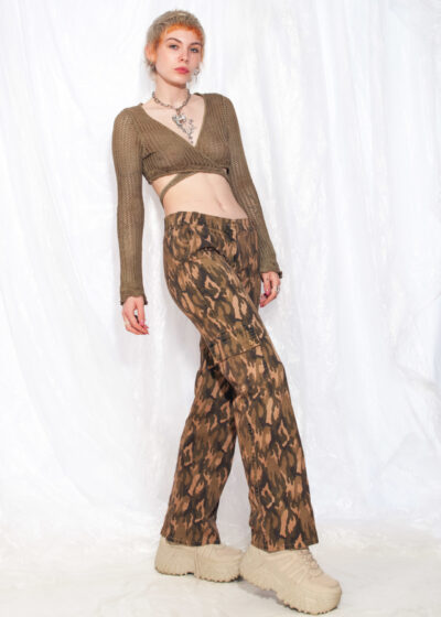 Vintage Cargo Jeans Y2K Upcycled Overdyed Camo Pants