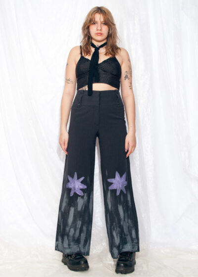 Vintage Flare Trousers Y2K Reworked Painted Star Pants