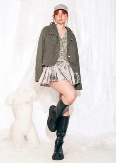 Vintage Gorpcore Jacket Y2K Grunge Hoodie in Khaki Cotton