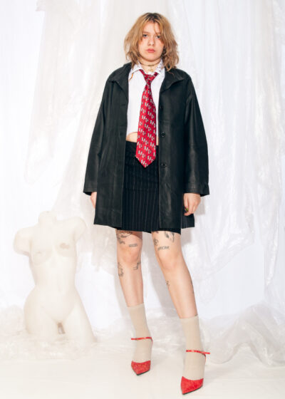 Vintage 90s Matrix Leather Jacket in Black