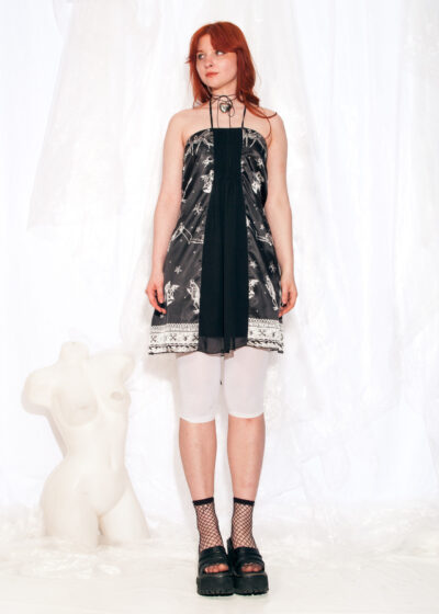 Vintage Miss Sixty Dress Y2K Halloween Print Satin Mini