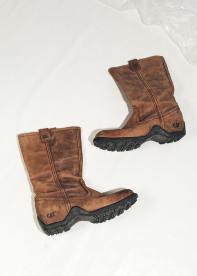 Vintage Y2K Caterpillar Boots Chunky Brown Leather
