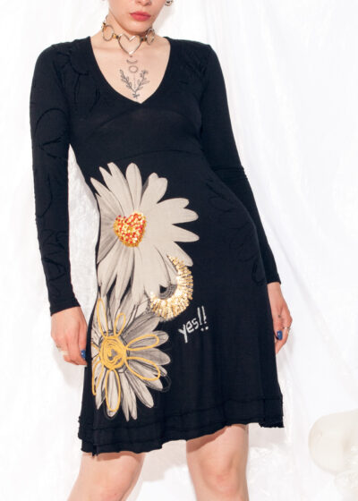 Vintage Y2K Desigual Dress in Black Printed