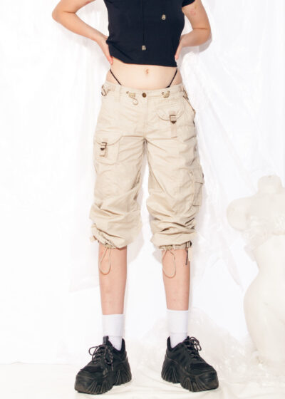 Vintage Capri Pants Y2K Gorpcore Cargo Shorts in Beige