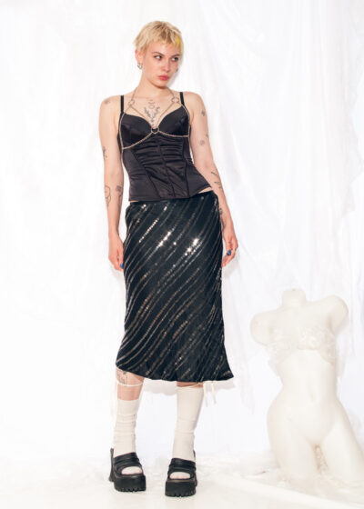 Vintage Y2K French Connection Skirt Sequin Glem Midi