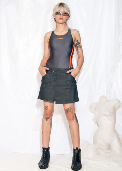 Vintage Y2K Gorpcore Skirt Asymmetric Cut Cargo Denim Mini