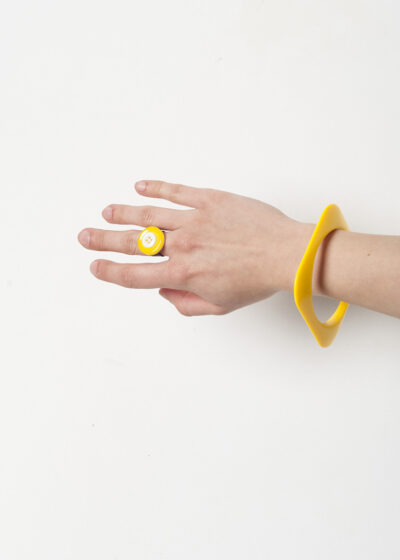 Reworked Ring 90s Upcycled Resin Jewellery in Yellow