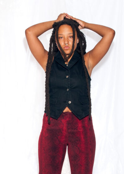 Vintage Vest Y2K Corset Waistcoat in Black Denim