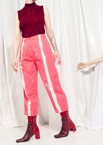 Reworked Benetton Trousers 80s Vintage Pink Tapered Pants