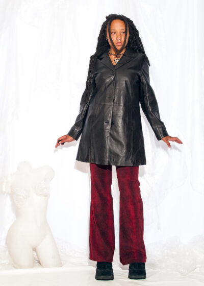 Vintage Y2K Leather Coat in Dark Brown