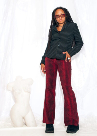 Vintage Y2K Blazer in Pinstriped Black