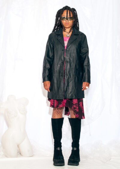 Vintage 90s Leather Coat in Black Matrix Style