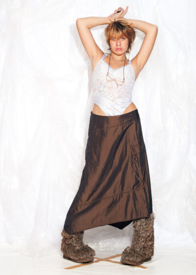 Vintage Y2K Low Rise Cargo Skirt in Brown