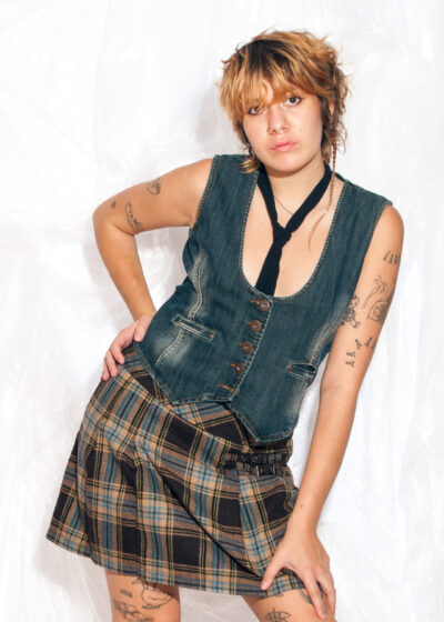 Vintage Y2K Denim Vest in Blue