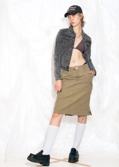 Vintage Y2K G-Star Raw Cargo Skirt in Khaki with Slit Zips