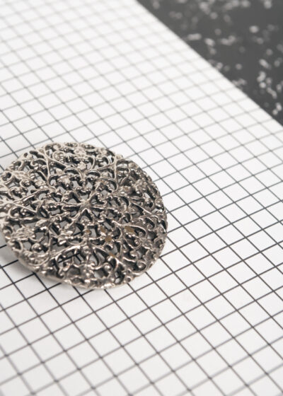 Vintage snowflake brooch 60s silver plated filigree pin