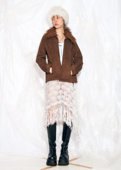 Vintage Y2K Faux Shearling Coat in Brown
