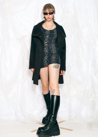 Vintage Y2K Feraud Paris Winter Coat in Grey Wool