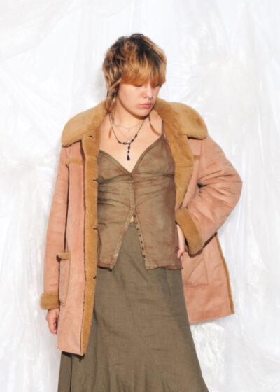 Vintage Y2K Faux Shearling Teddy Coat in Brown