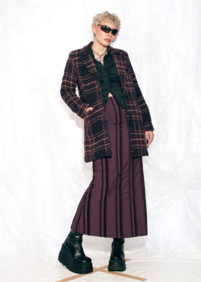 Vintage Y2K Winter Coat in Purple Plaid