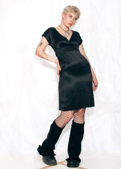 Vintage Y2K Evening Dress in Black Silk