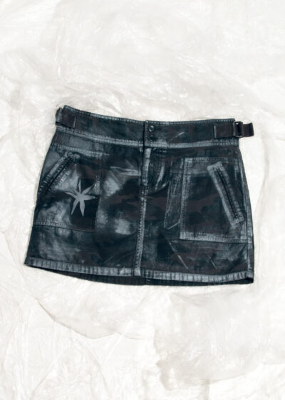 Vintage 90s Reworked Cargo Skirt in Silver Painted