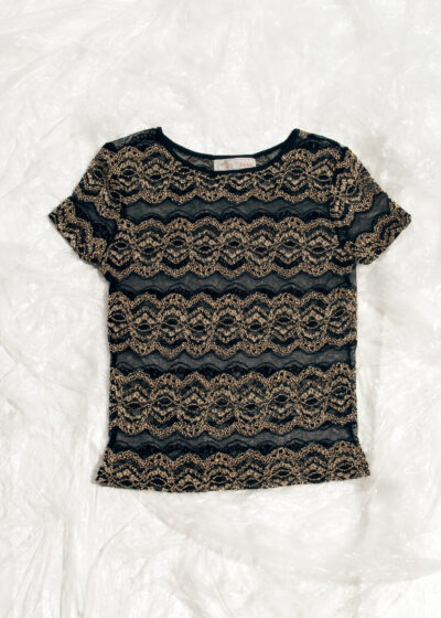 Vintage Y2K Mesh Baby Tee in Baroque Bronze