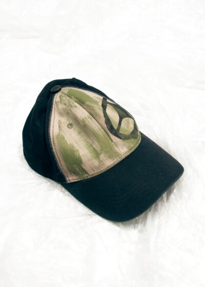 Vintage Y2K No Fear Cap in Black Green Hand-Painted