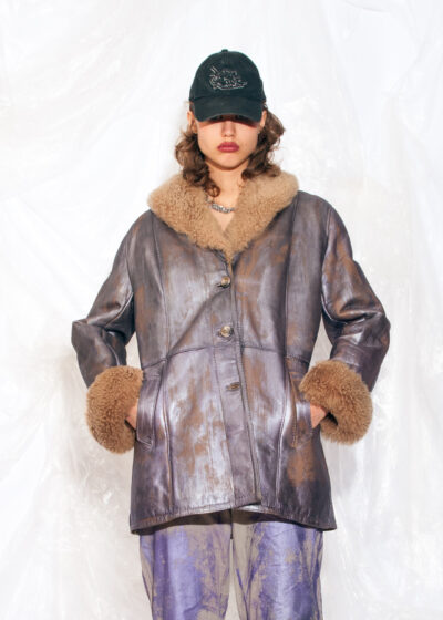 Vintage 70s Reworked Penny Lane Shearling Coat in Purple